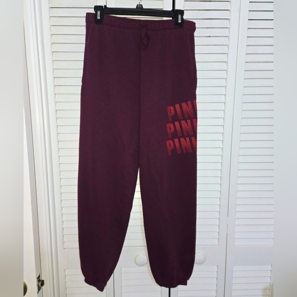 PINK Victoria's Secret Women's S Fold-over Campus Logo Joggers - Picture 2 of 13